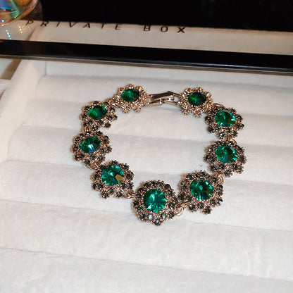 Flash Rhinestone Flower Necklace Earrings Bracelet For Women