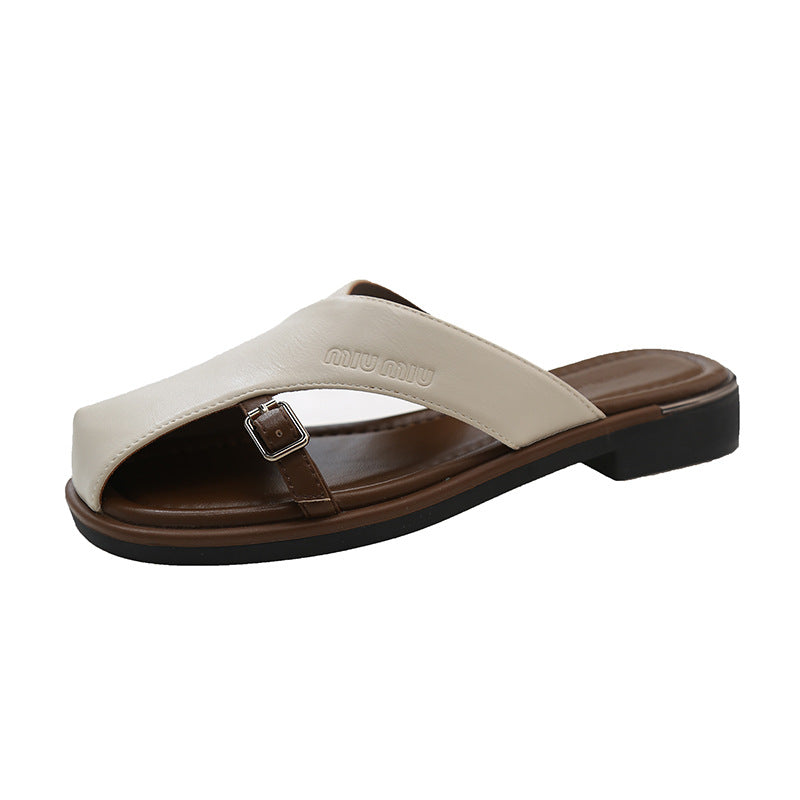 Adiffu Women's Summer Casual Roman Beach Shoes Baotou Slippers
