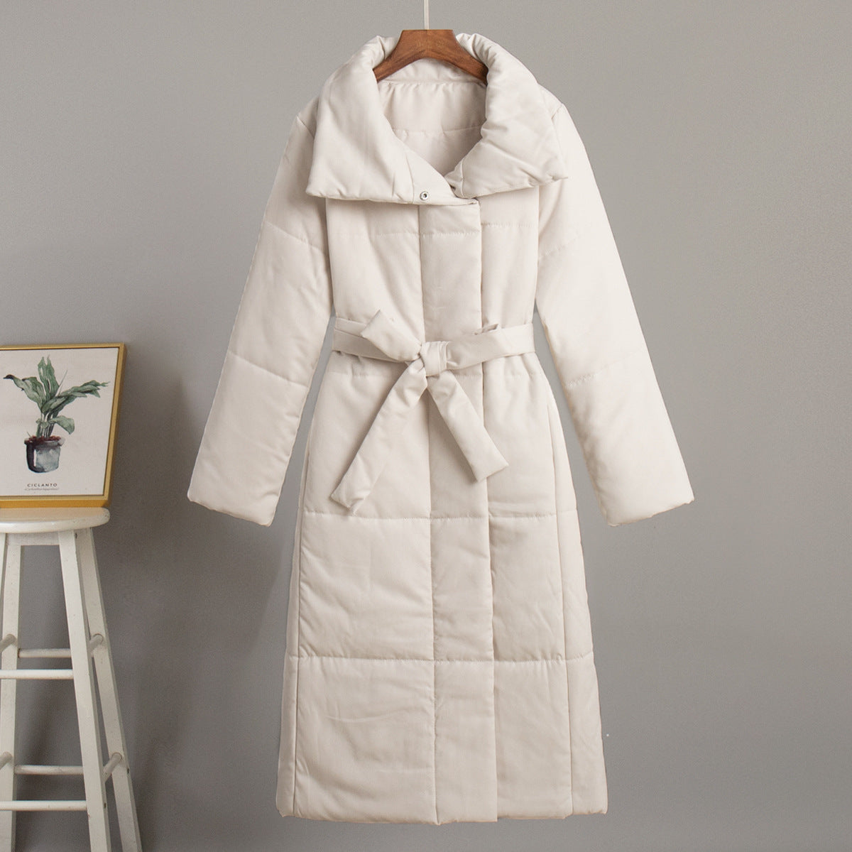 Adiffu Loose Casual Warm Long Stand-up Collar Cotton-padded Jacket