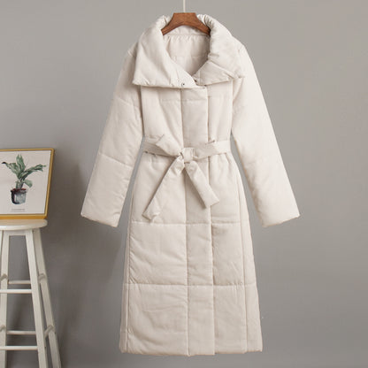 Adiffu Loose Casual Warm Long Stand-up Collar Cotton-padded Jacket