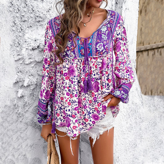 Loose Comfortable Printed Long-sleeved Shirt