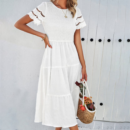 Adiffu Comfortable Hollow Short-sleeved Dress