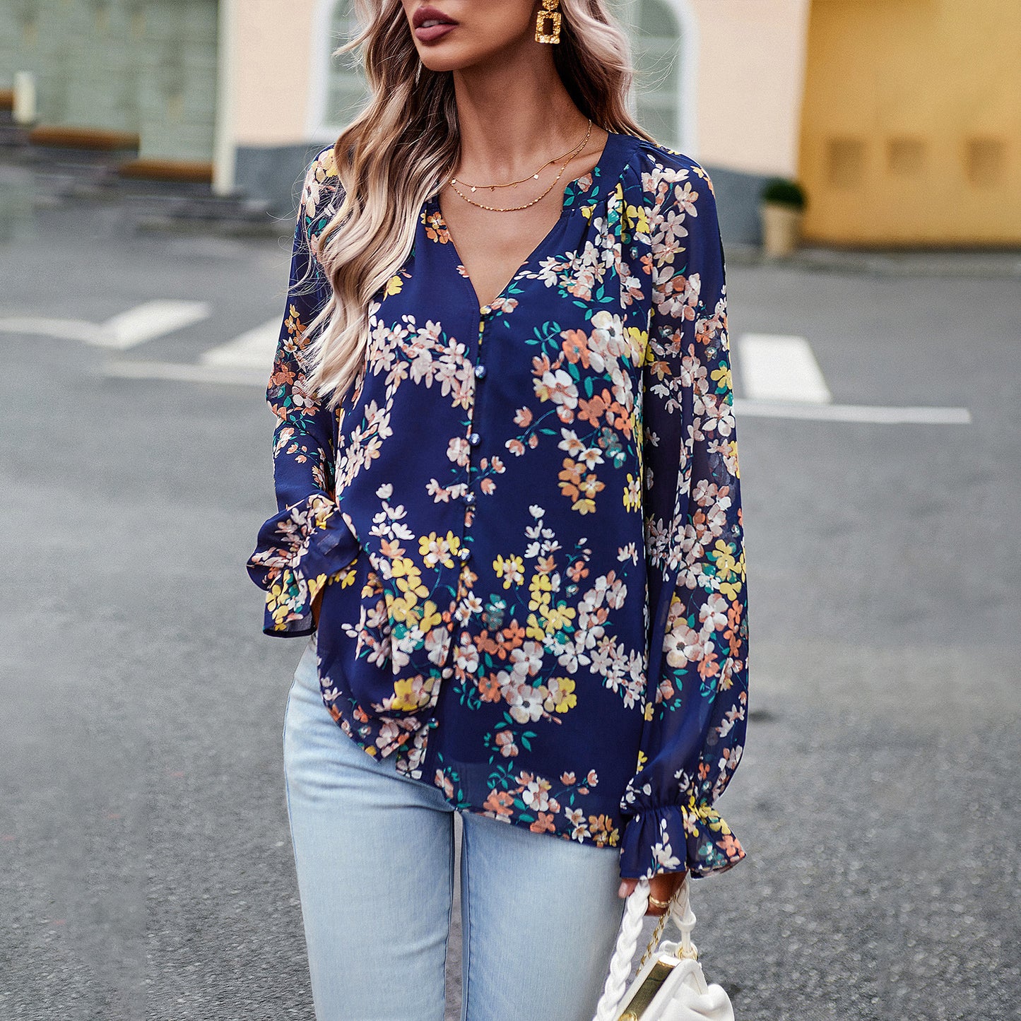 Adiffu Elegant Floral Shirt For Lady