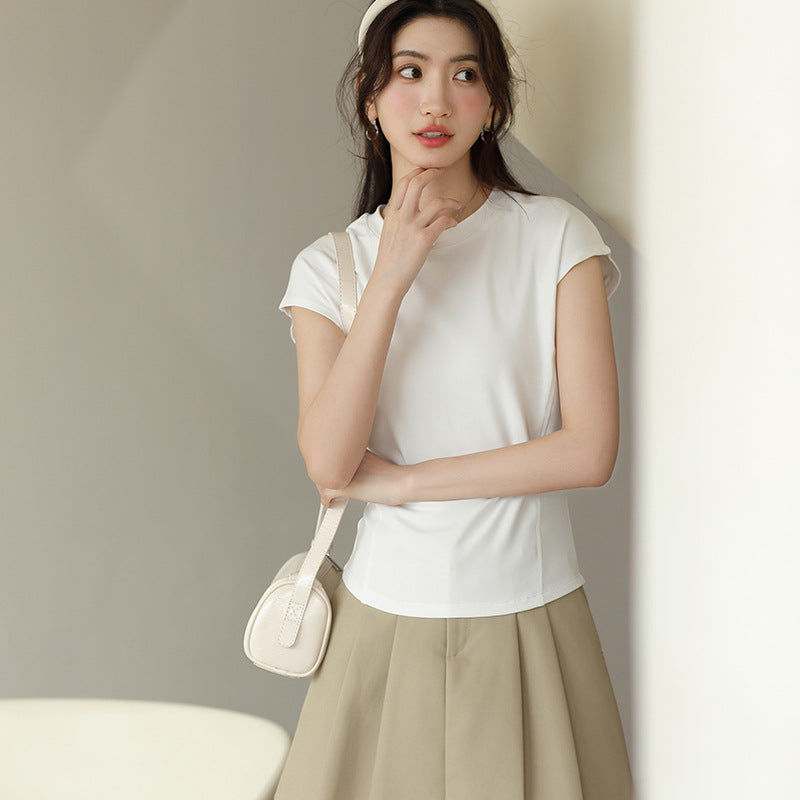 Summer Crew Neck Slim-fit Short-sleeved T-shirt For Girl