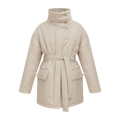Adiffu Mid-length Stand-up Collar Padded Jacket