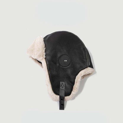Adiffu Vintage Leather And Fleece Flight Hat