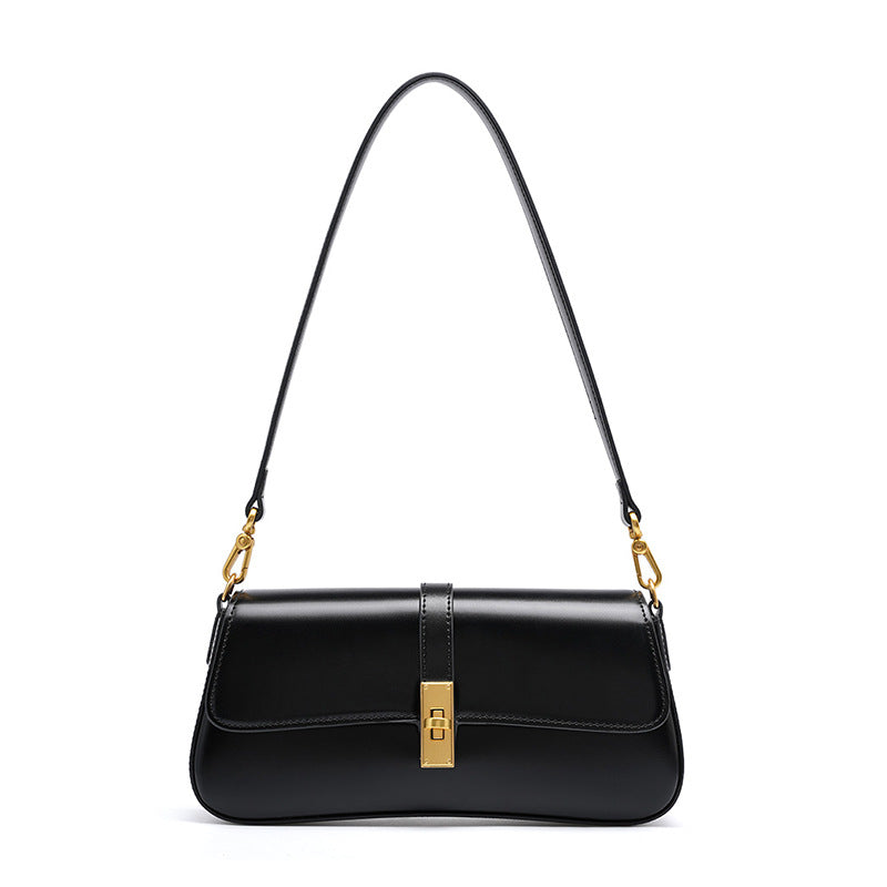 Adiffu High Quality Cowhide Baguette Underarm Bag Shoulder Crossbody Bag