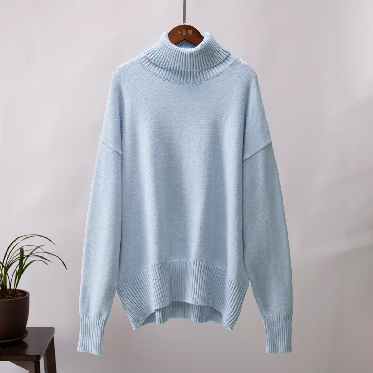 Adiffu Autumn Winter Solid Color Loose Knitted Sweater