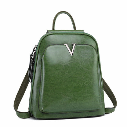 Adiffu Stylish Retro Genuine Leather Backpack Women's School Bag