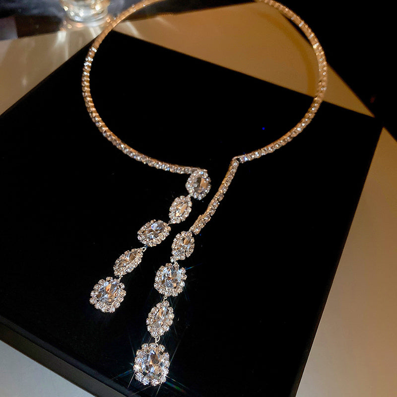 Unique Zircon Fringe Necklace