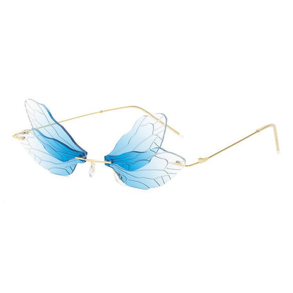 Adiffu Frameless Gradient Color Dragonfly Sunglasses For women
