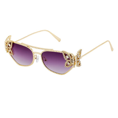 Adiffu Butterfly With Diamond Square Frame Sunglasses
