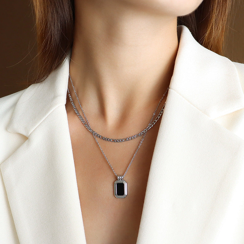 Adiffu French Double Clavicle Necklace For Women