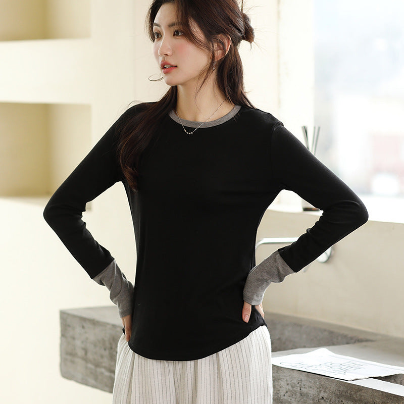Adiffu Circular Design Waist Slimming Long Sleeve T-shirt