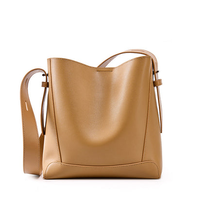 Adiffu All-match Leather Bucket Bag