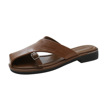 Adiffu Women's Summer Casual Roman Beach Shoes Baotou Slippers