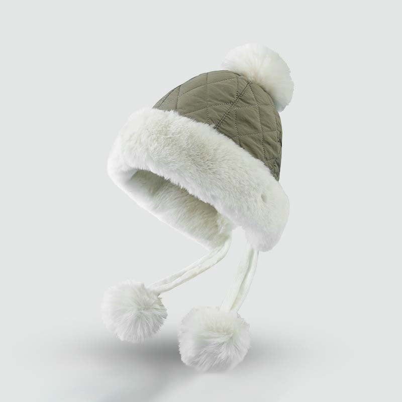 Adiffu Autumn And Winter Mixed Color Cotton Wool Ear Protection Hat