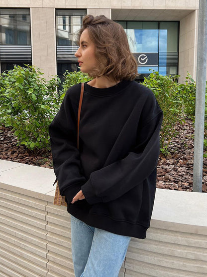 Adiffu Loose Round Neck Pullover Sweatshirt