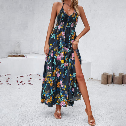Adiffu Casual Holiday Print Strappy Dress
