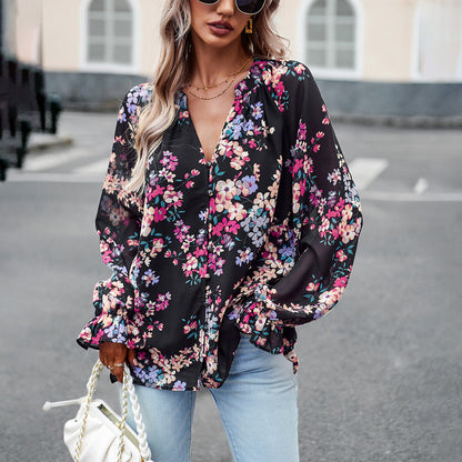 Adiffu Elegant Floral Shirt For Lady