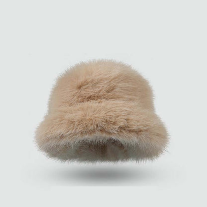 Adiffu Thick Pot Hat With Wide Eaves Solid Color Long Wool Hat