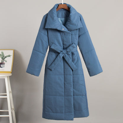Adiffu Loose Casual Warm Long Stand-up Collar Cotton-padded Jacket