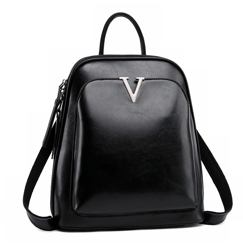 Adiffu Stylish Retro Genuine Leather Backpack Women's School Bag
