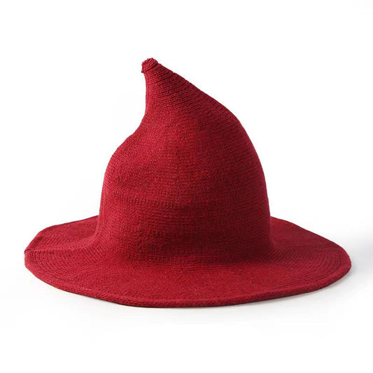 Adiffu Halloween Witch Hat With Large Brim Knitted Party Cosplay Hat