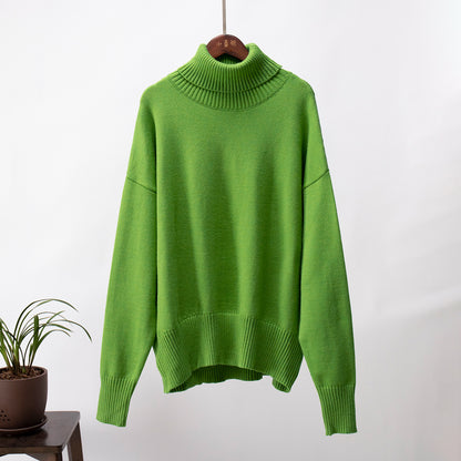 Adiffu Autumn Winter Solid Color Loose Knitted Sweater