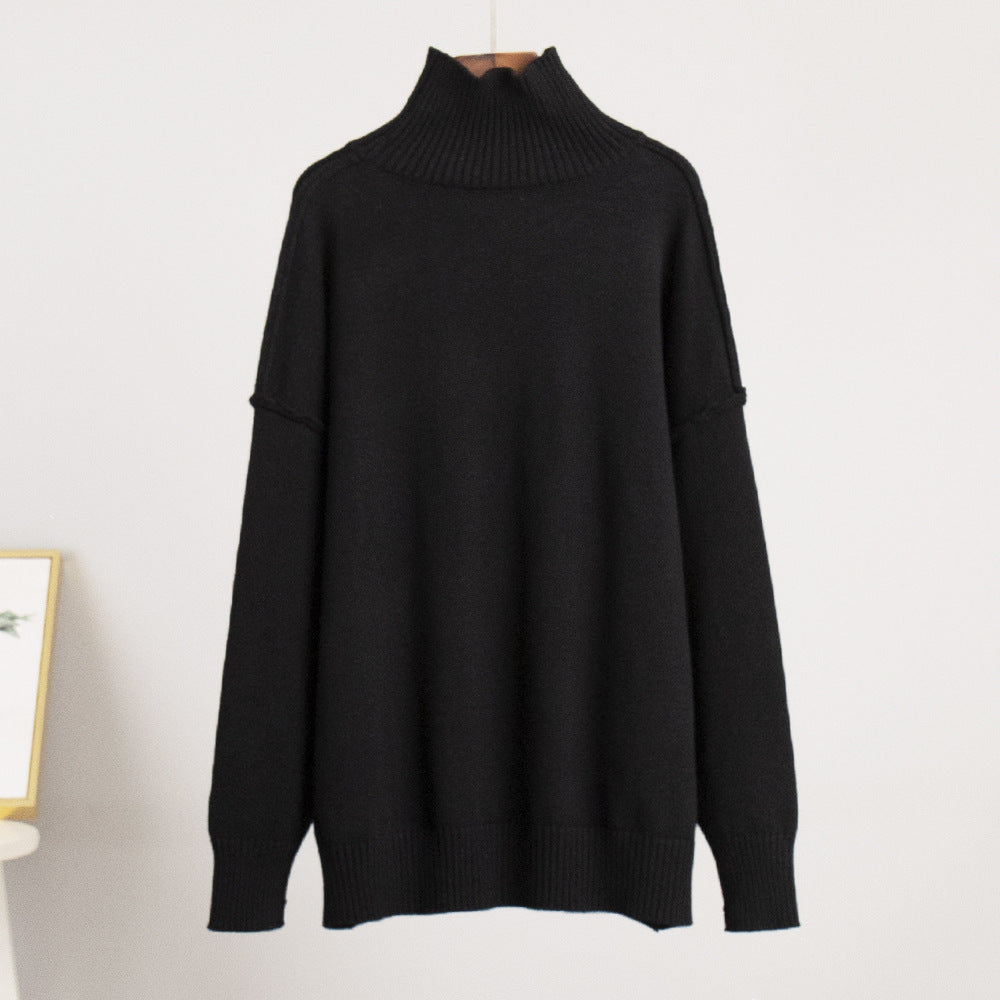 Adiffu Loose Comfortable Turtleneck Knit Pullover Sweater