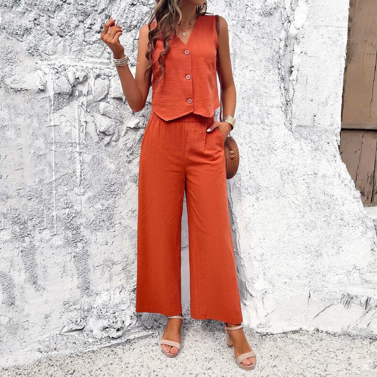 Stylish Solid Color Tank Set
