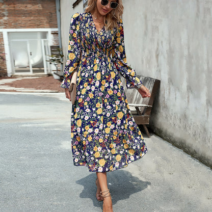 Adiffu Elegant V-neck Long Dress