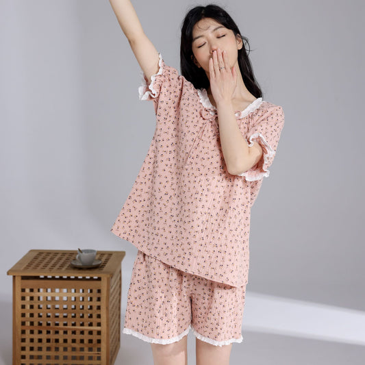 Summer Floral Cotton Pajamas For Women