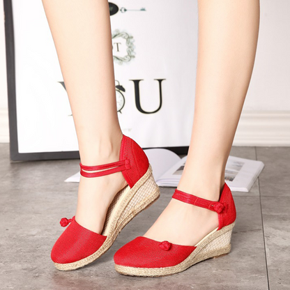 Adiffu Women's Summer Casual Linen Wedge Sandal