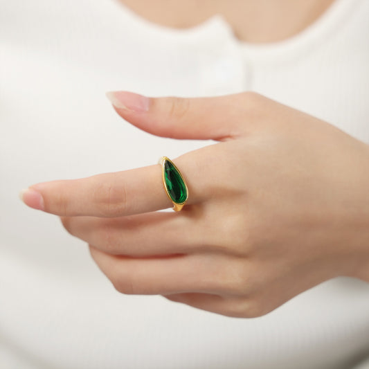 Adiffu Fashion Drop Colored Glass Ring