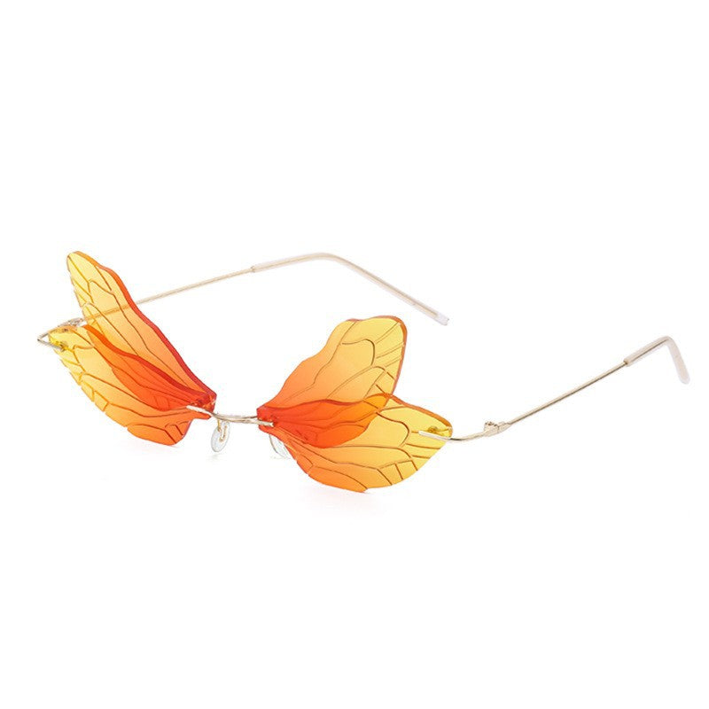 Adiffu Frameless Gradient Color Dragonfly Sunglasses For women