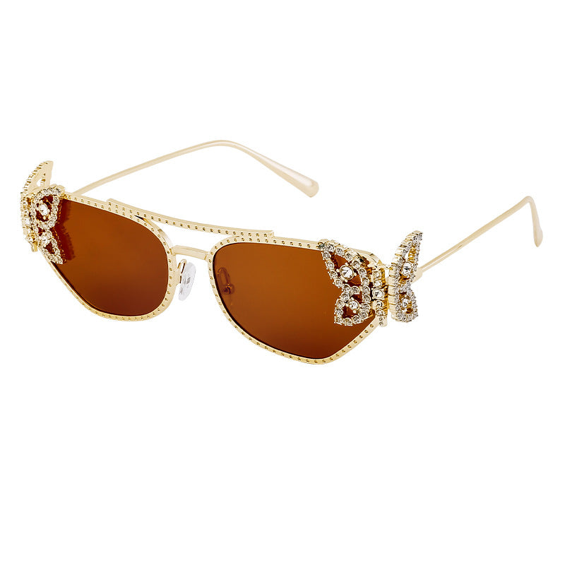 Adiffu Butterfly With Diamond Square Frame Sunglasses
