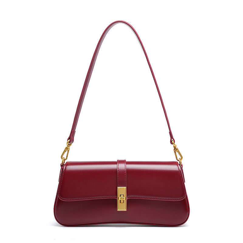 Adiffu High Quality Cowhide Baguette Underarm Bag Shoulder Crossbody Bag