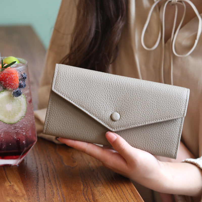 Adiffu Selected Pure Cowhide Soft Leather Long Wallet
