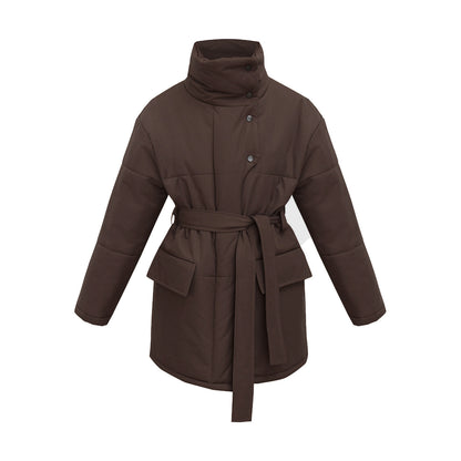 Adiffu Mid-length Stand-up Collar Padded Jacket