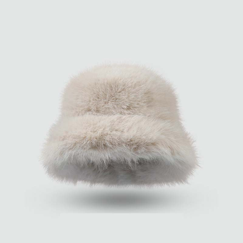 Adiffu Thick Pot Hat With Wide Eaves Solid Color Long Wool Hat