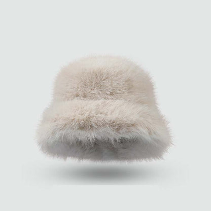 Adiffu Thick Pot Hat With Wide Eaves Solid Color Long Wool Hat