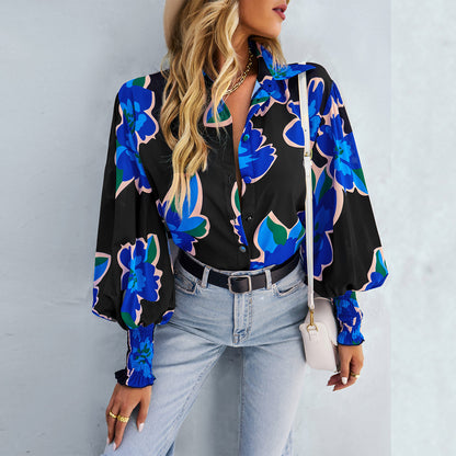 Loose Printed Long-Sleeved Shirt
