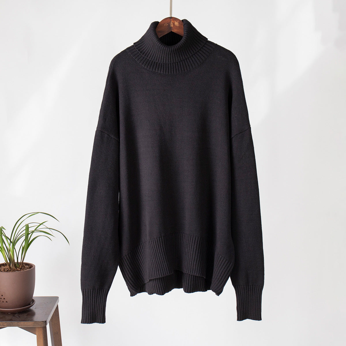 Adiffu Autumn Winter Solid Color Loose Knitted Sweater