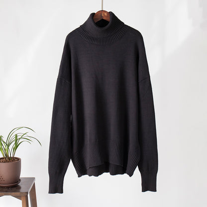 Adiffu Autumn Winter Solid Color Loose Knitted Sweater