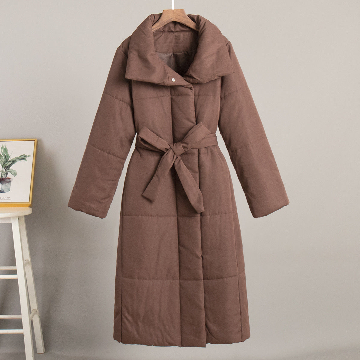 Adiffu Loose Casual Warm Long Stand-up Collar Cotton-padded Jacket