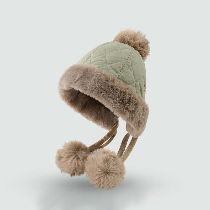 Adiffu Autumn And Winter Mixed Color Cotton Wool Ear Protection Hat