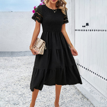 Adiffu Comfortable Hollow Short-sleeved Dress