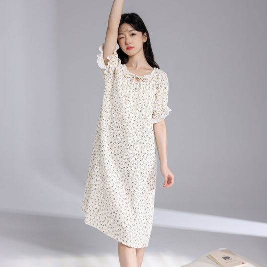 Adiffu Summer Cotton Floral Dress Pajamas