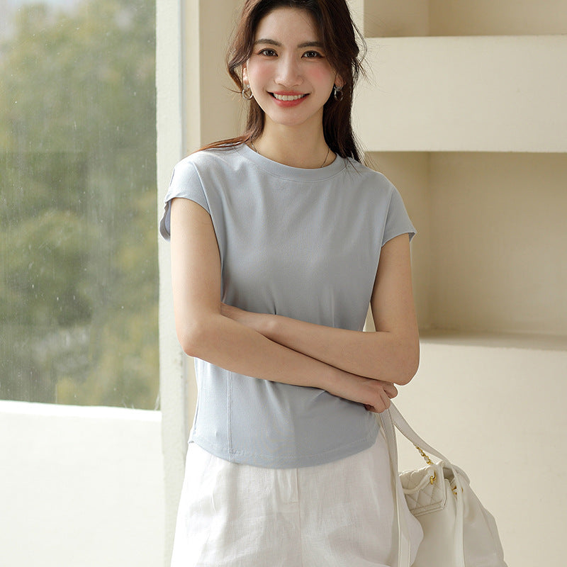 Summer Crew Neck Slim-fit Short-sleeved T-shirt For Girl